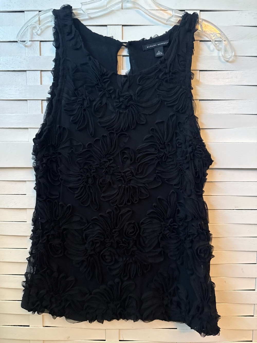 Banana Republic Black Rosette Mesh Sleeveless Top